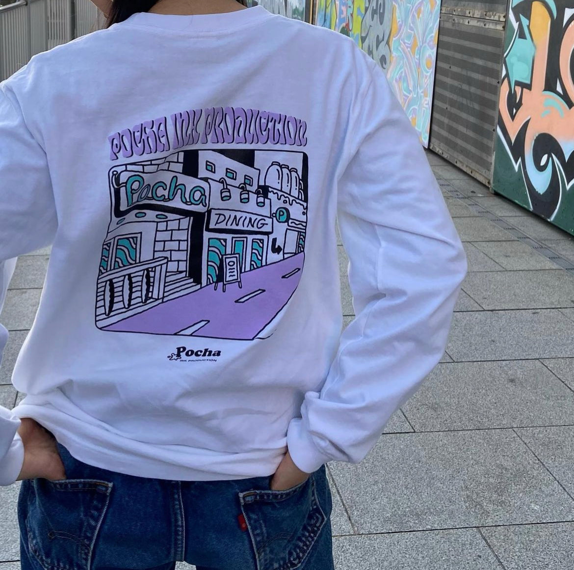 Dining Street L/S Tee (White)